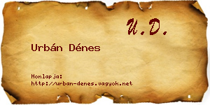 Urbán Dénes névjegykártya